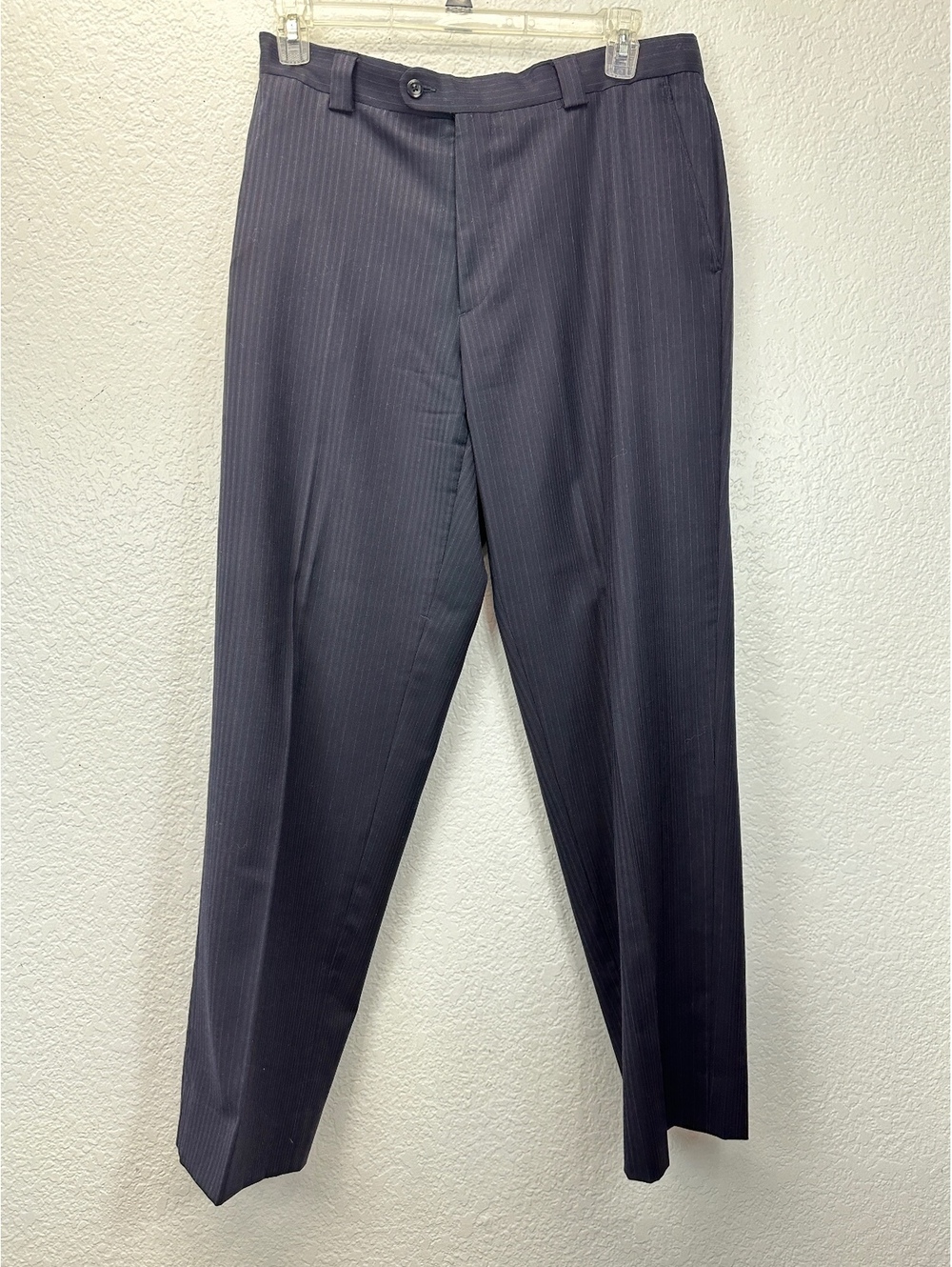 VTG Men’s Sz Linea Natural Luxe 100% Wool Black Pinstripe Pants Italy 35x32